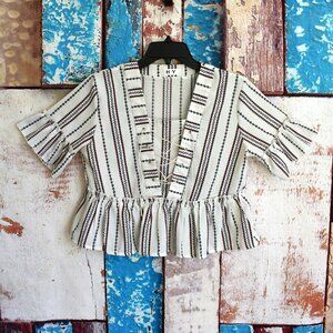 Women's H&Y Top Blouse Short Sleeve Casual Bohemian SMALL Multicolor